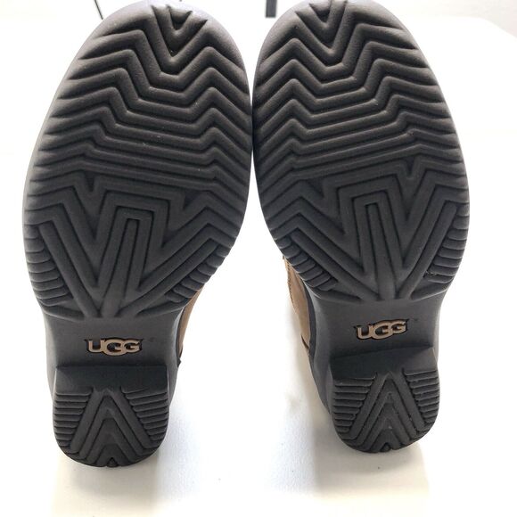 UGG Azaria Waterproof Duck Boots Women's 7 Chestnut Wool Lined Leather Suede - Picture 8 of 9